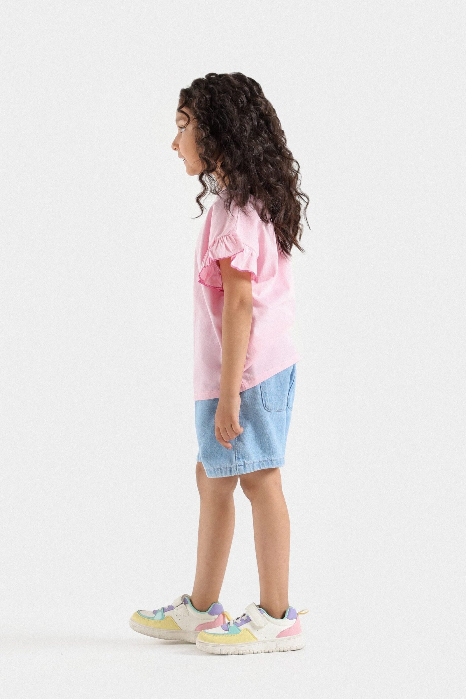 Cropped Basic T-Shirt With Frill Detail - Image 11