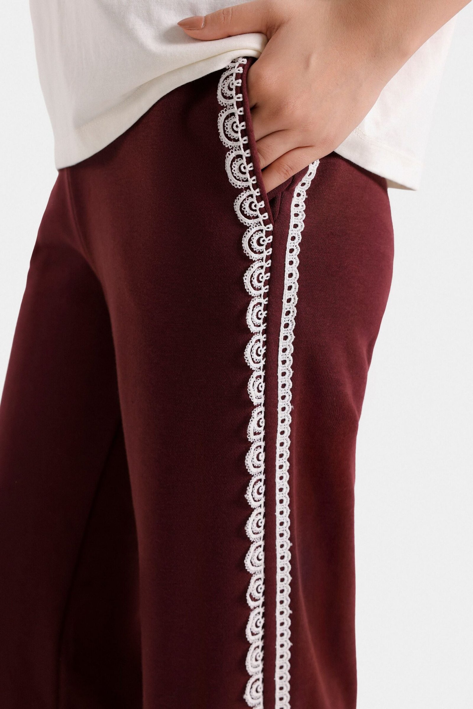 Wide Leg Trousers With Lace Detail - Image 9