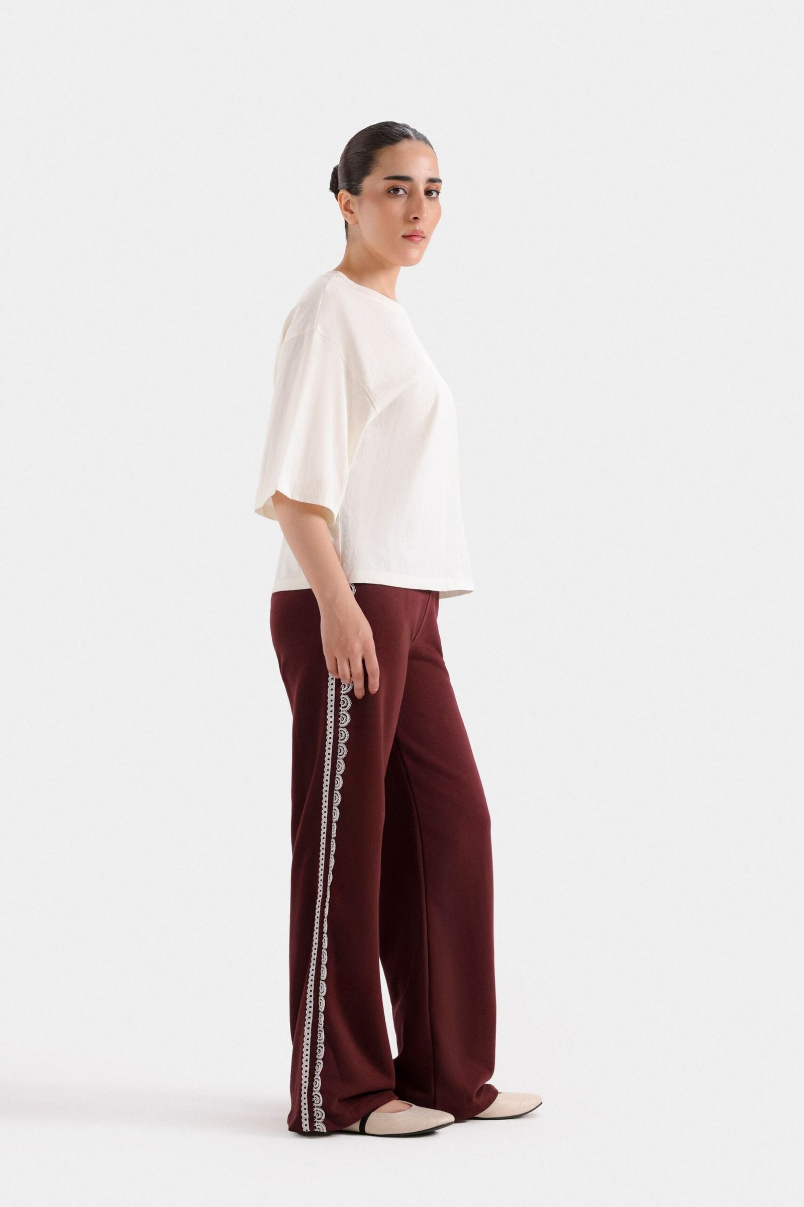 Wide Leg Trousers With Lace Detail - Image 10
