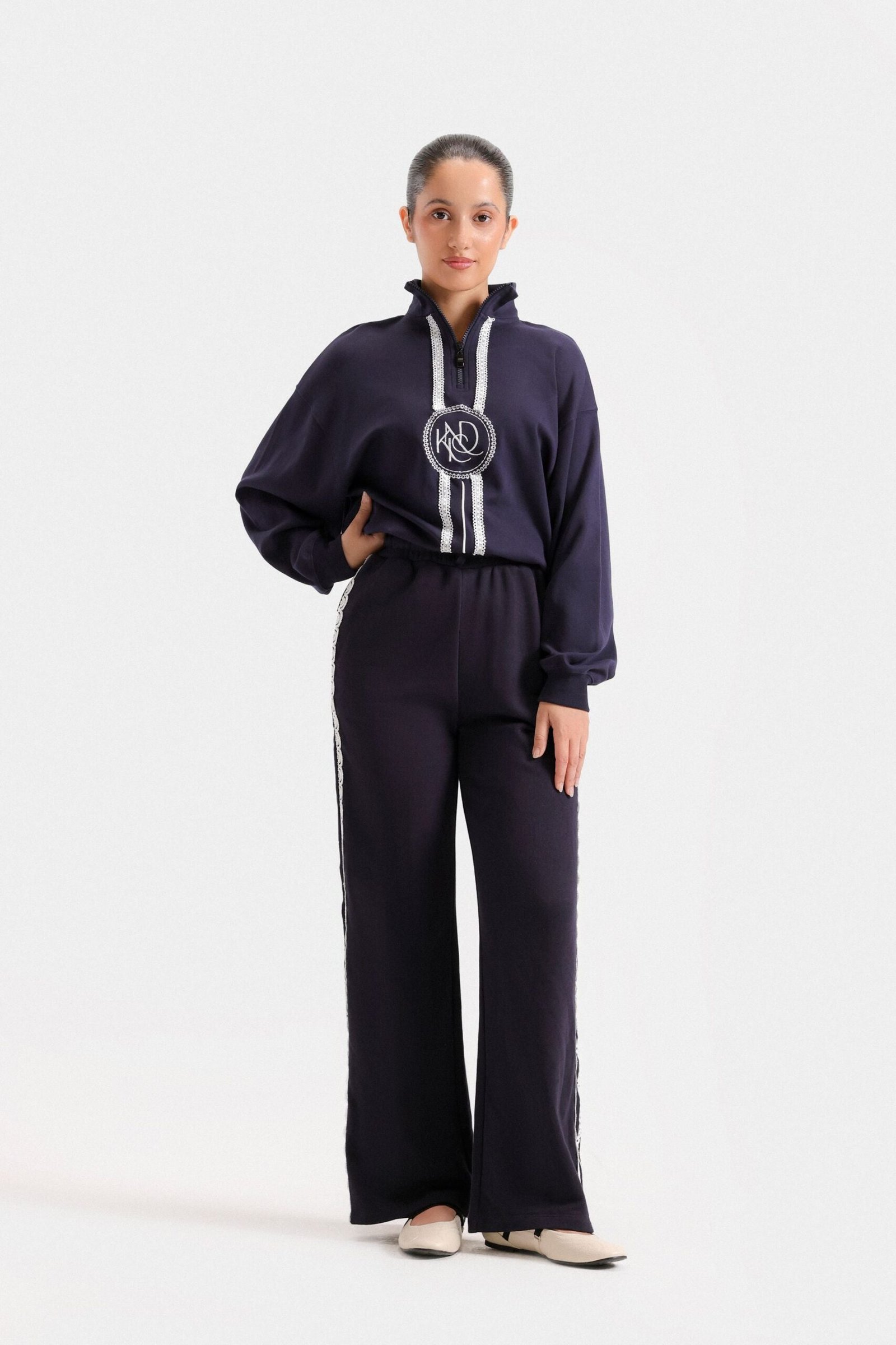 Wide Leg Trousers With Lace Detail