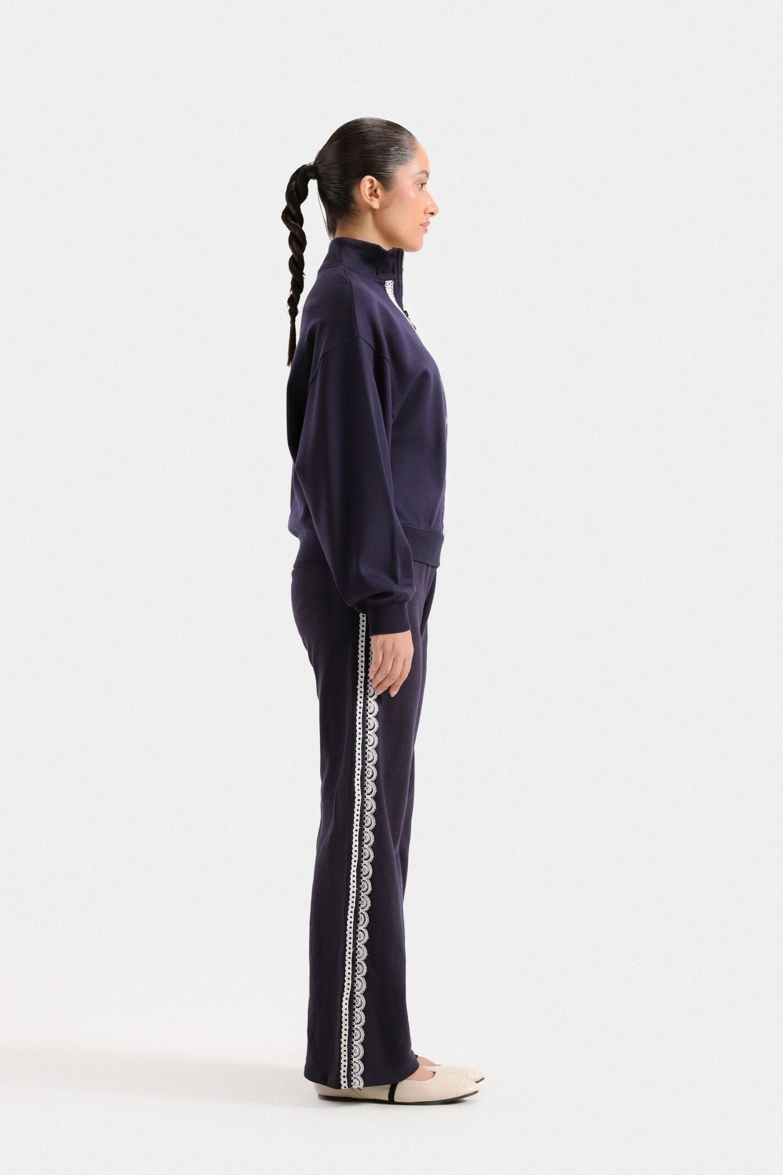 Wide Leg Trousers With Lace Detail - Image 3