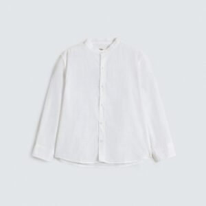 Textured Mandarin Collar Shirt