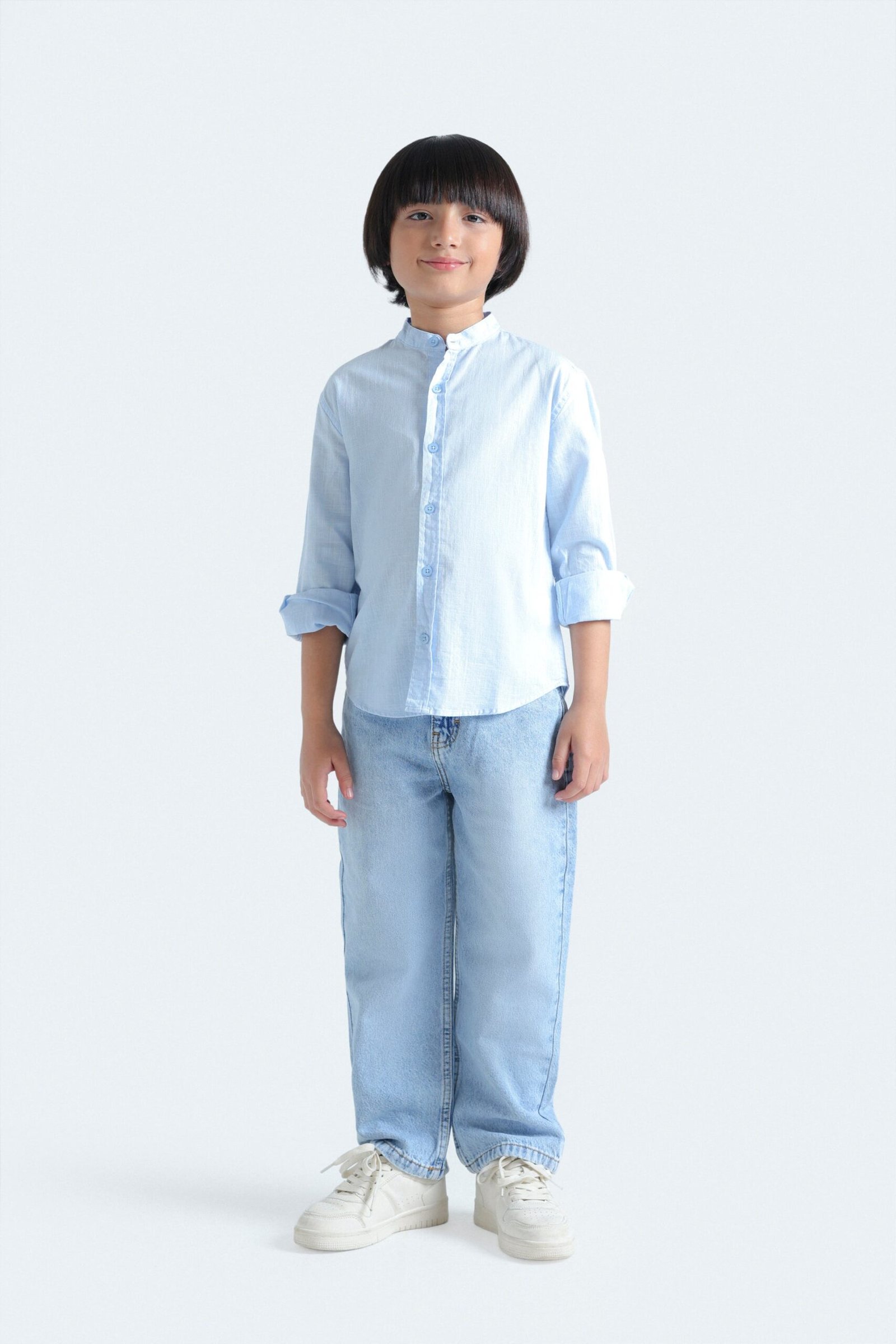 Textured Mandarin Collar Shirt - Image 13