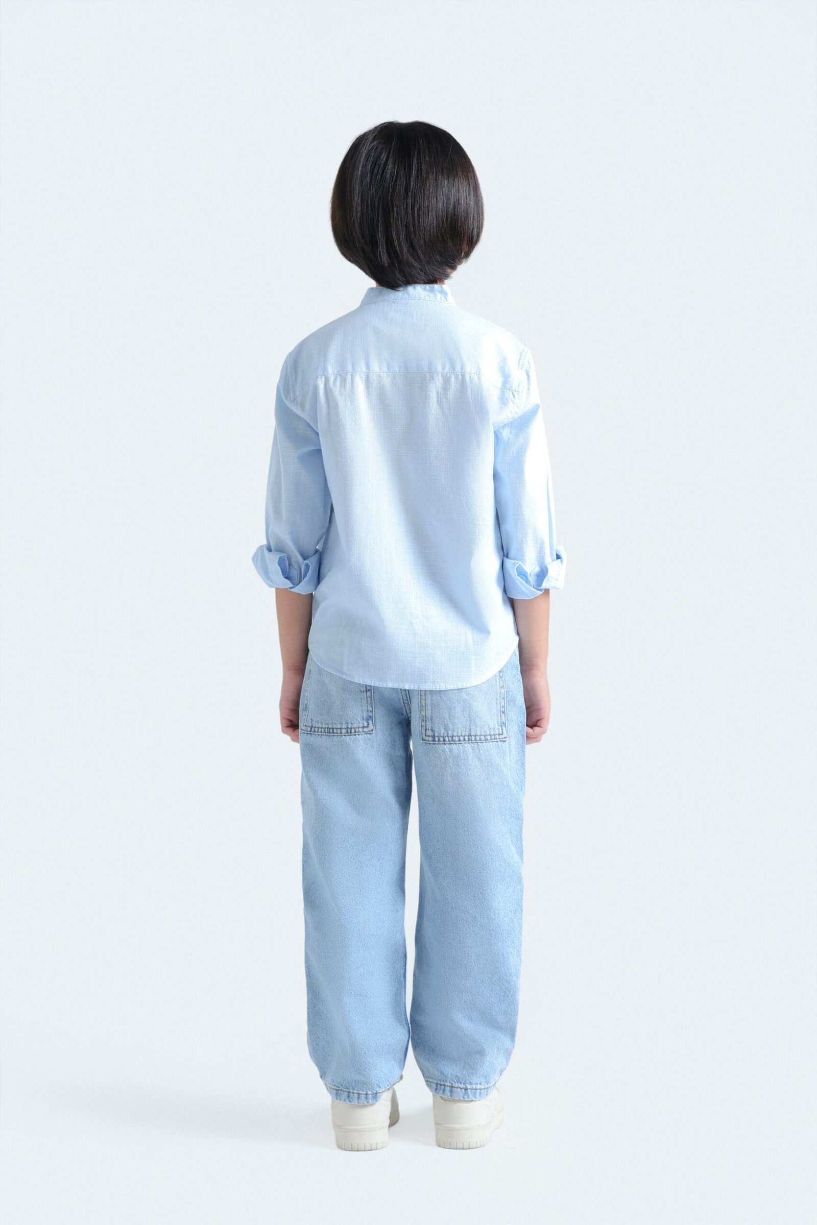 Textured Mandarin Collar Shirt - Image 15