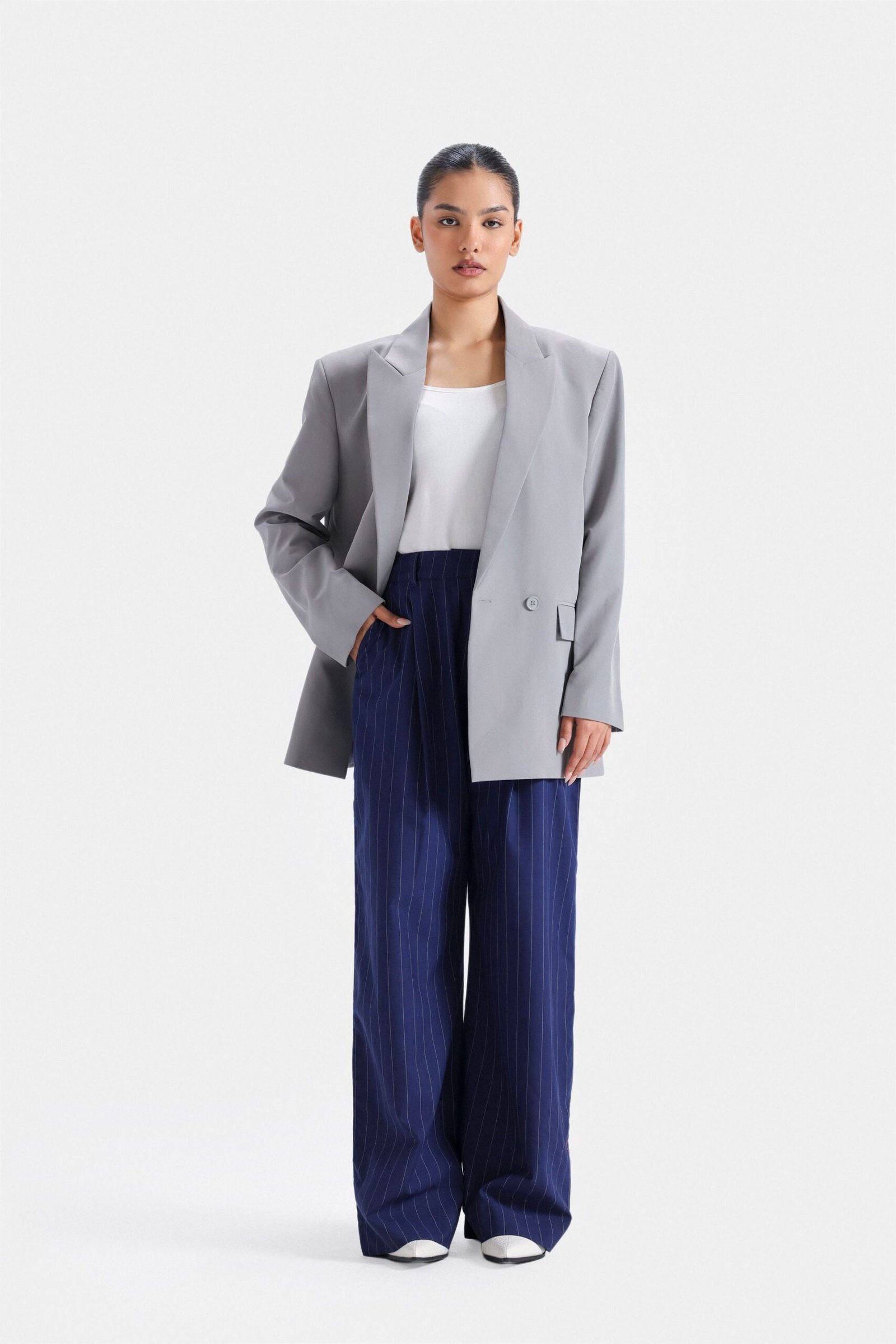 Striped Wide Leg Trousers - Image 9