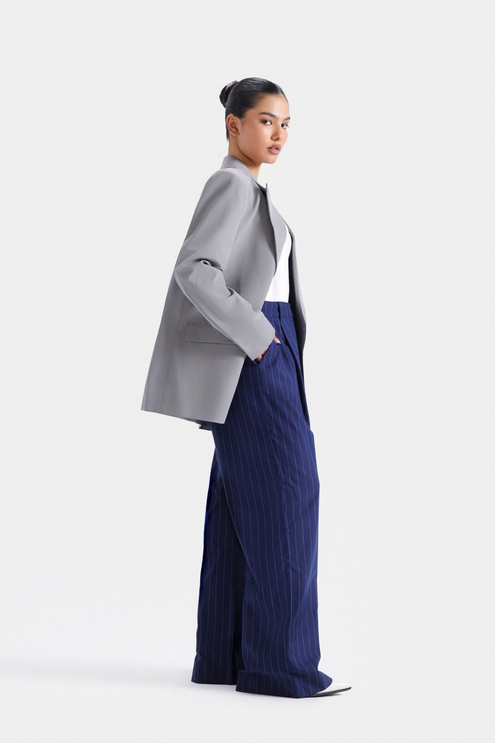 Striped Wide Leg Trousers - Image 11