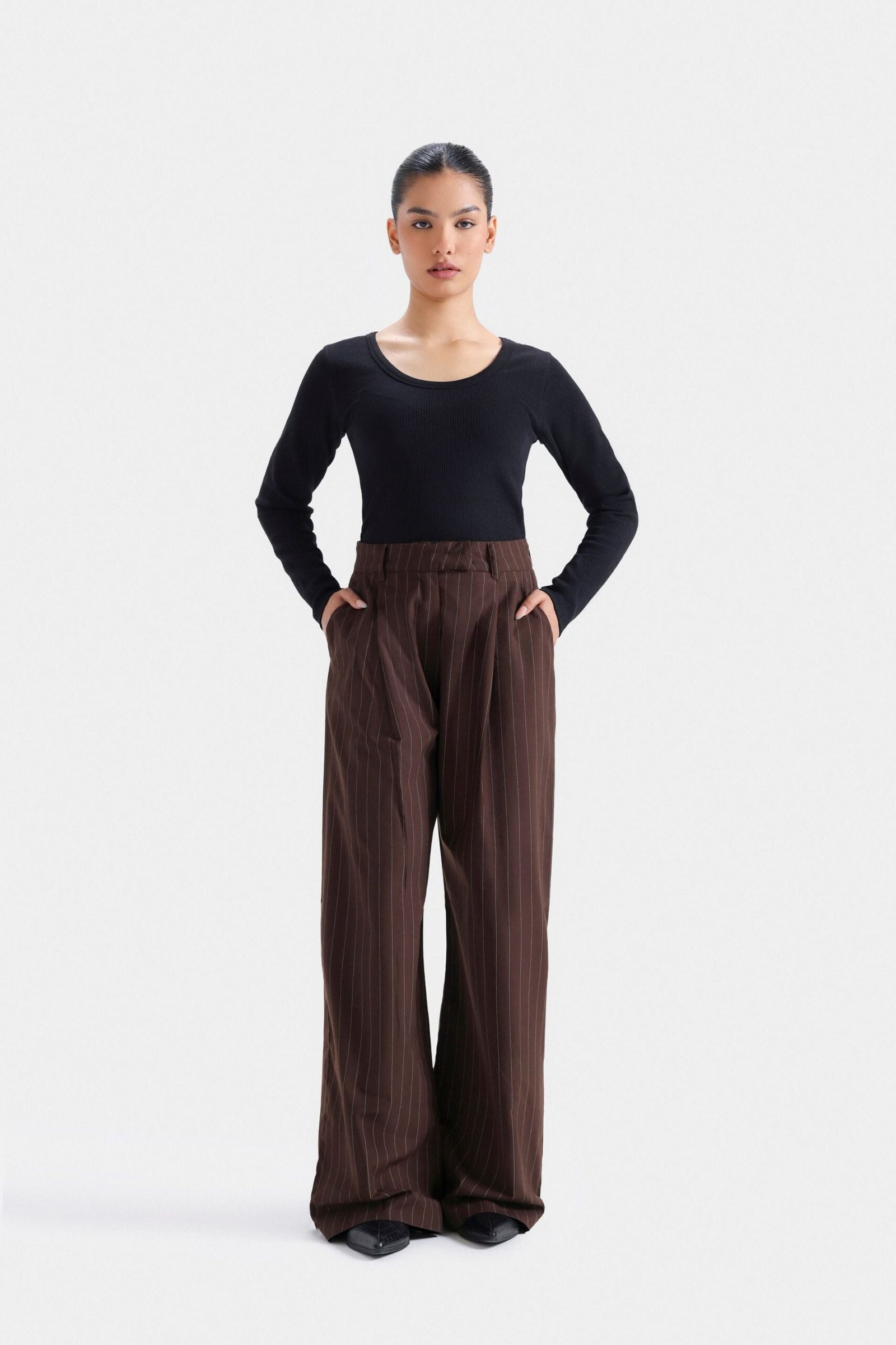Striped Wide Leg Trousers