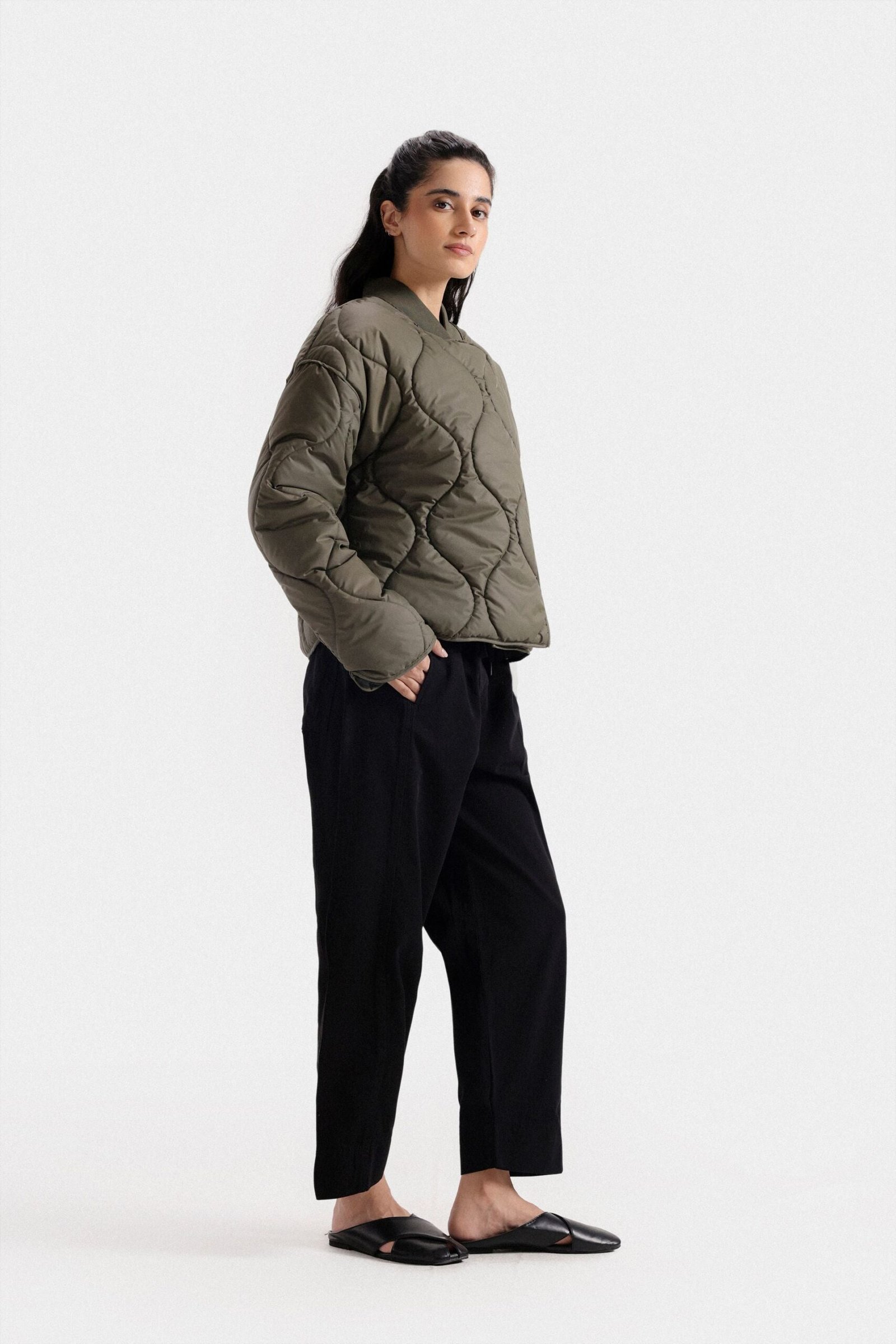 High-Waisted Straight Trousers - Image 2