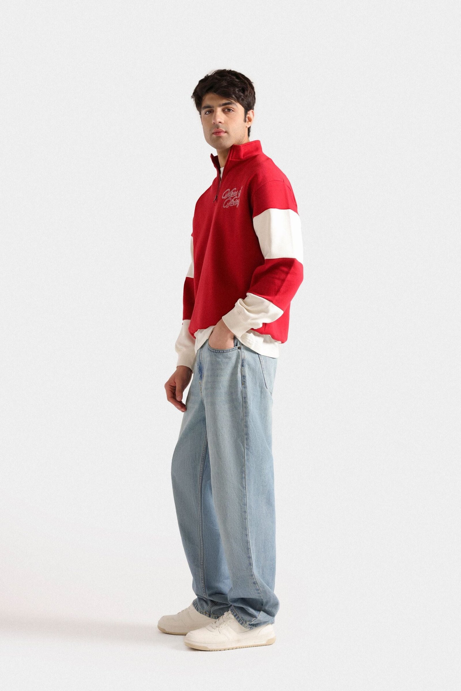 Embroidered Quarter Zip-Up Sweatshirt - Image 4