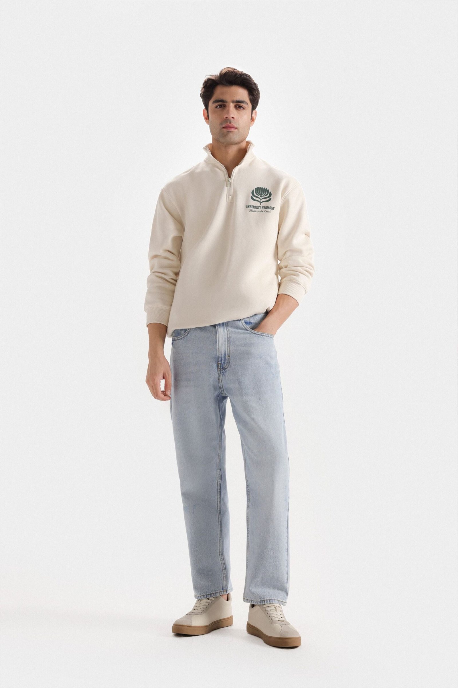 Graphic Quarter Zip-Up Sweatshirt