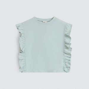 Cropped T-Shirt With Ruffle Detail