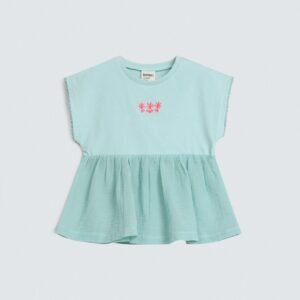 Embroidered Ruffle Hem T-Shirt
