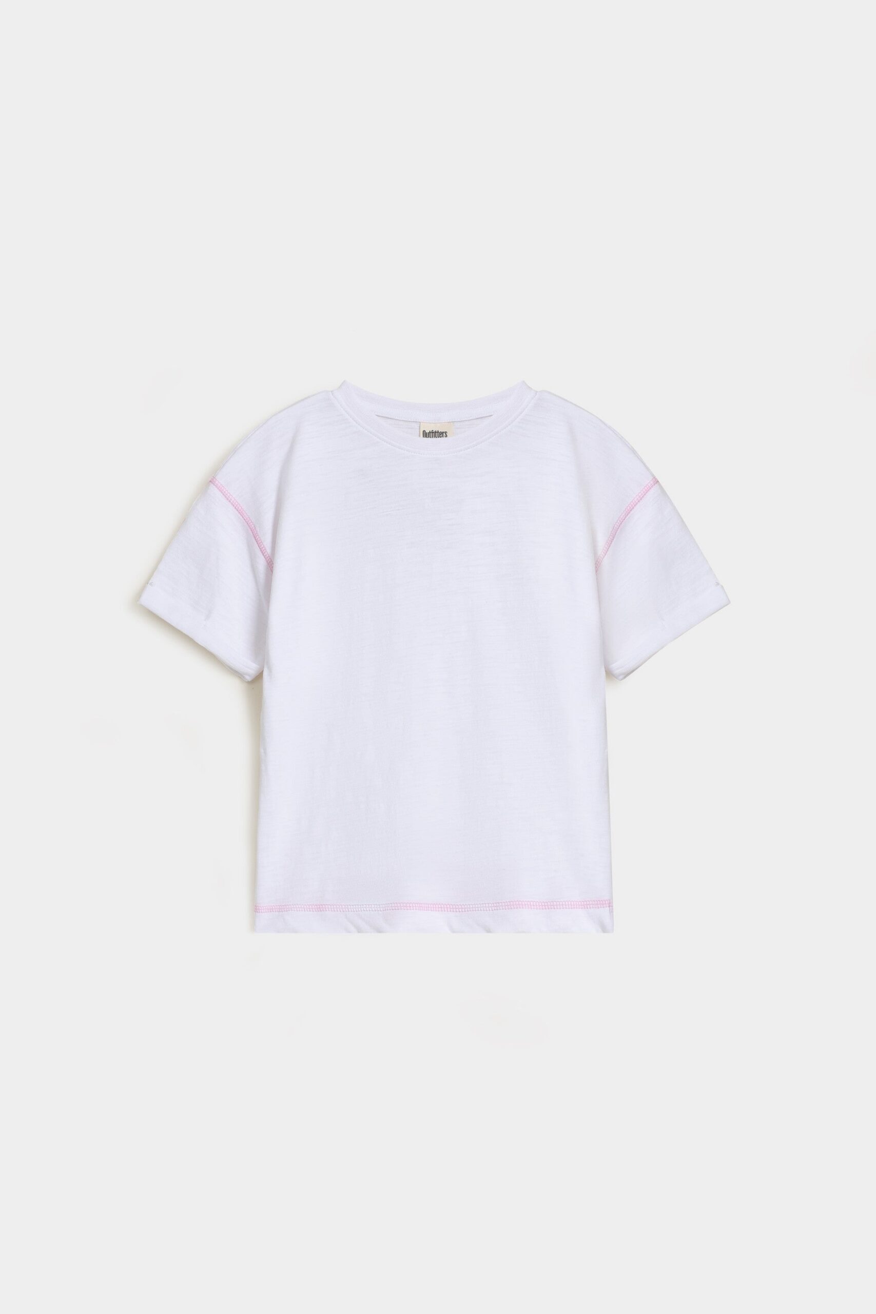 Crew Neck T-Shirt With Contrast Stitching