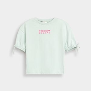 Cropped Slogan Print T-Shirt