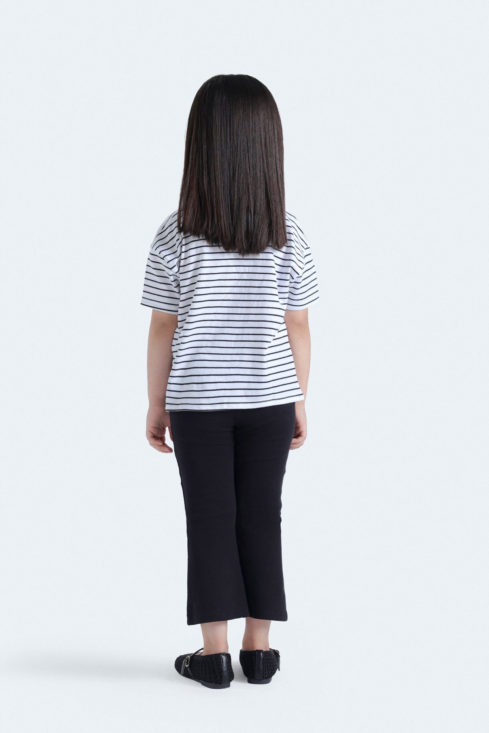 Cropped Stripped T-Shirt With Crochet Detail - Image 6