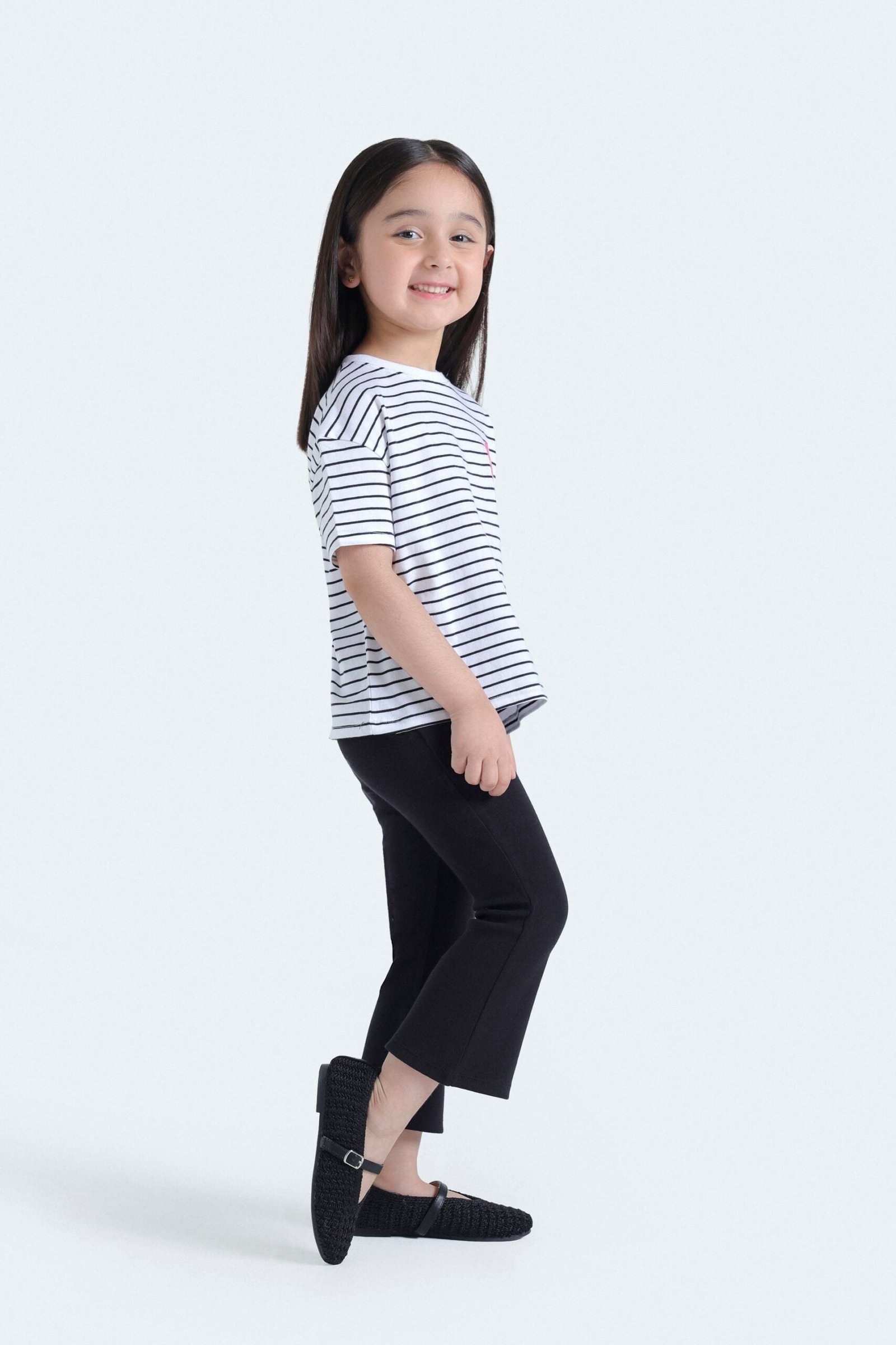Cropped Stripped T-Shirt With Crochet Detail - Image 5