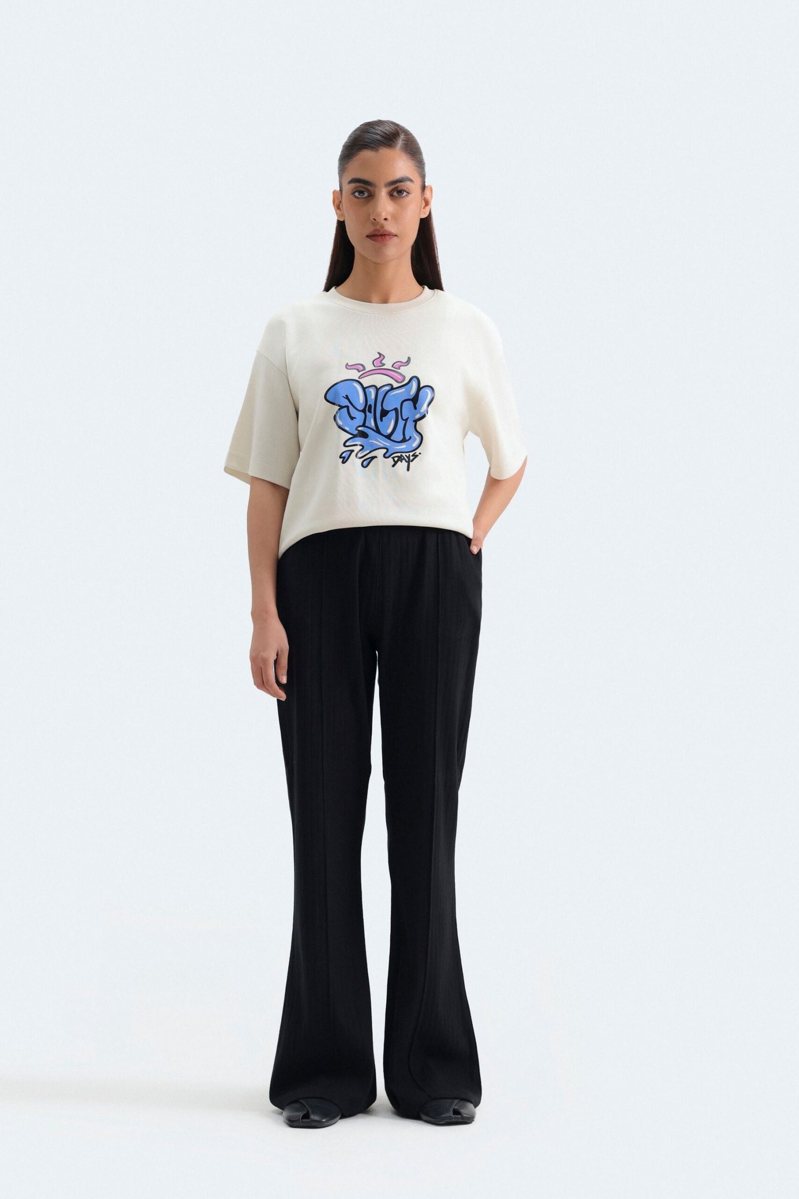 High-Waisted Flared Trousers