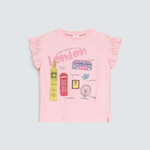 Graphic T-Shirt With Ruffle Detail
