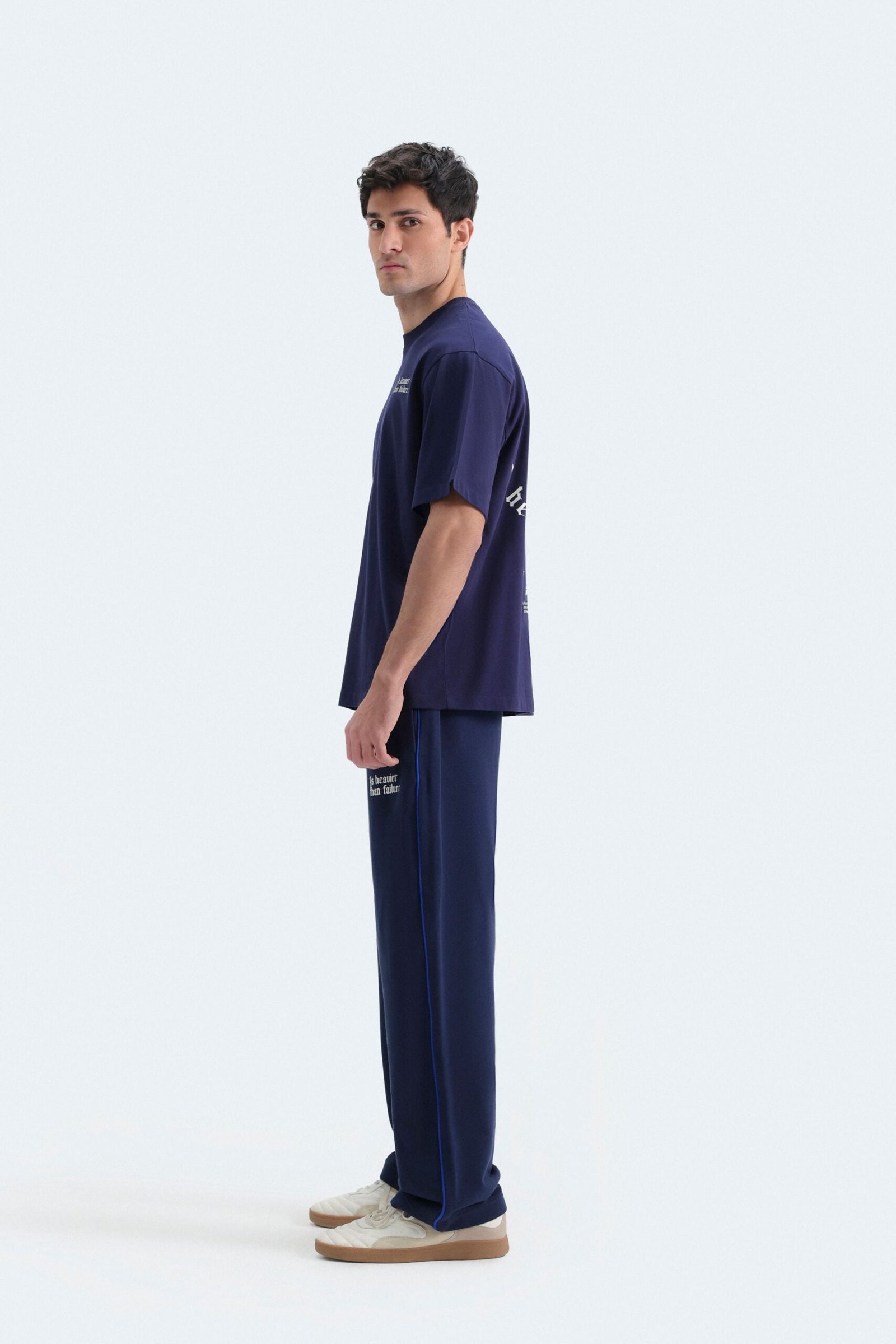 Slogan Print Trousers With Piping Detail - Image 3