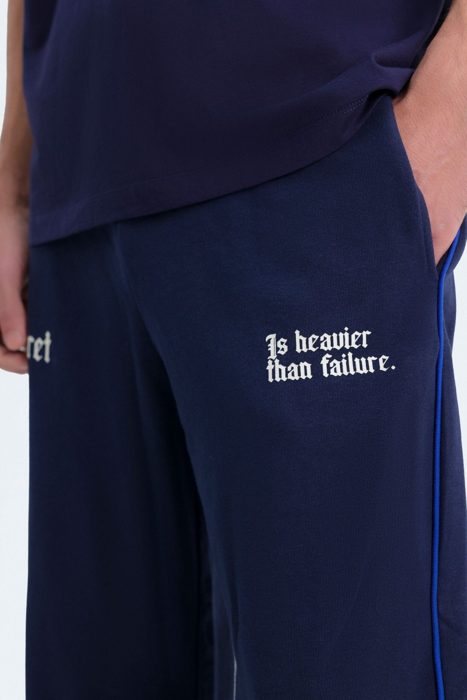 Slogan Print Trousers With Piping Detail - Image 2