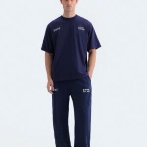 Slogan Print Trousers With Piping Detail