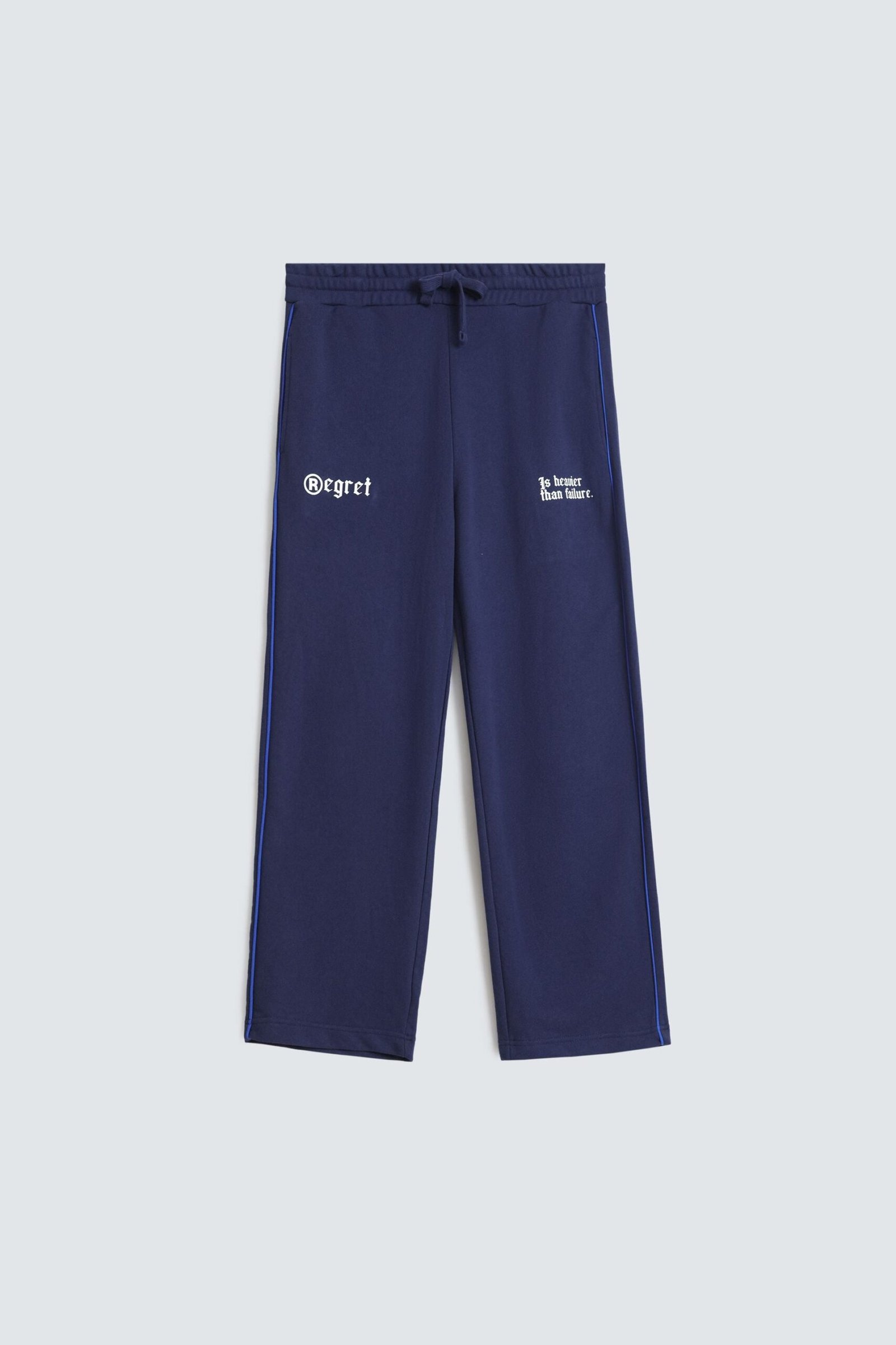 Slogan Print Trousers With Piping Detail - Image 5