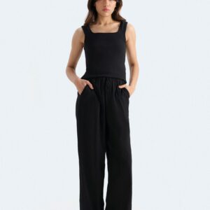 Creased-Effect Wide Leg Trousers
