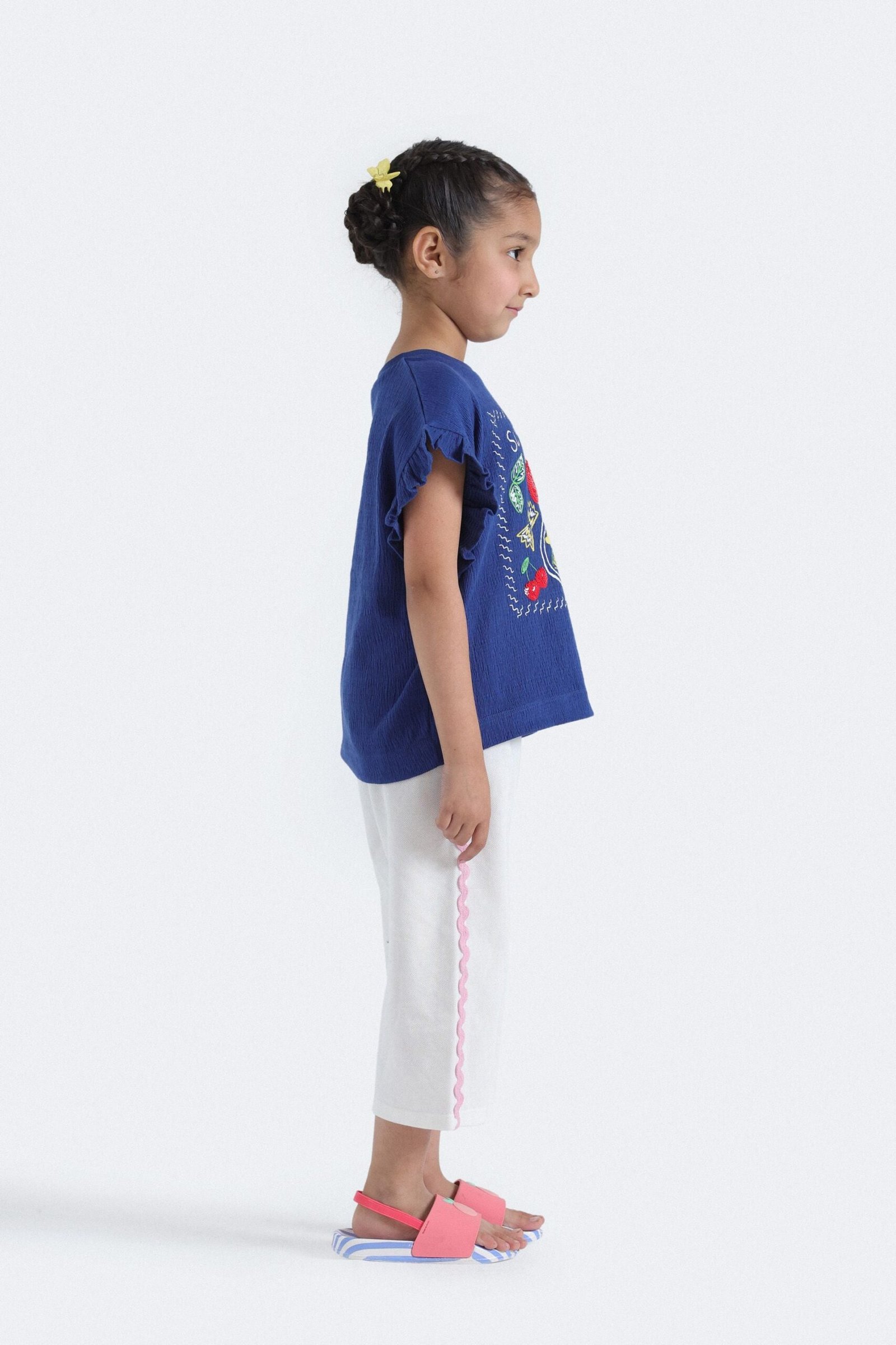 Embroidered T-Shirt With Ruffle Detail - Image 5