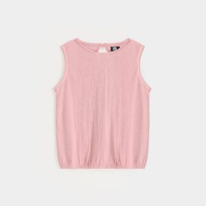 Cropped Sleeveless Texture T-Shirt