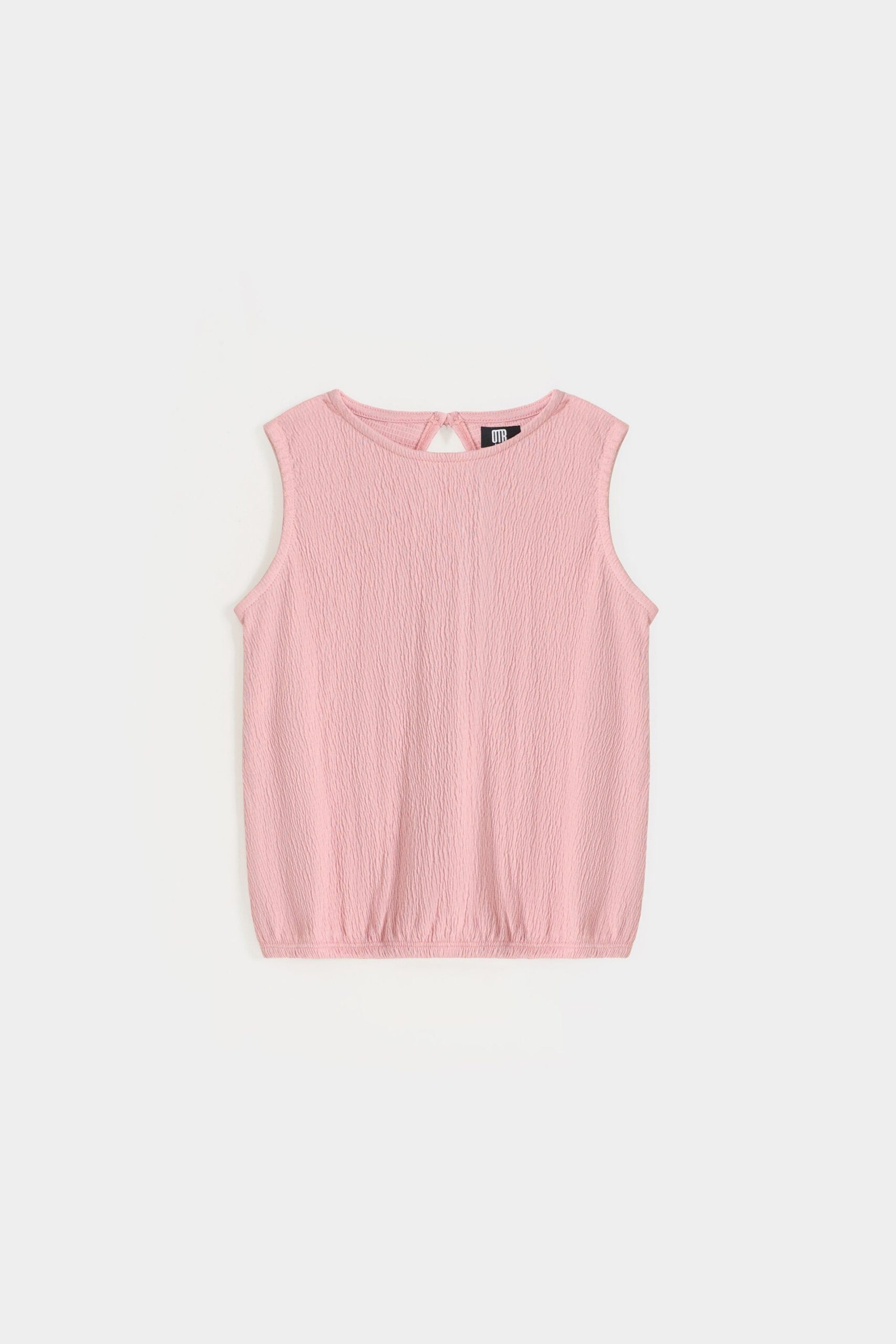 Cropped Sleeveless Texture T-Shirt
