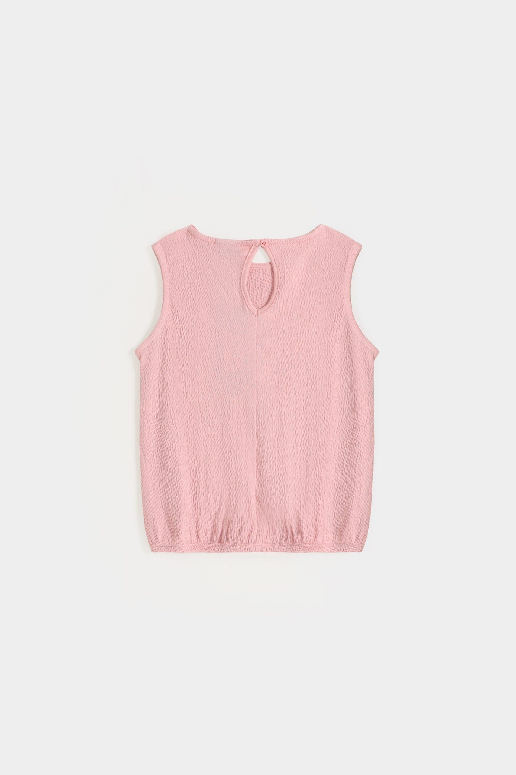 Cropped Sleeveless Texture T-Shirt - Image 3