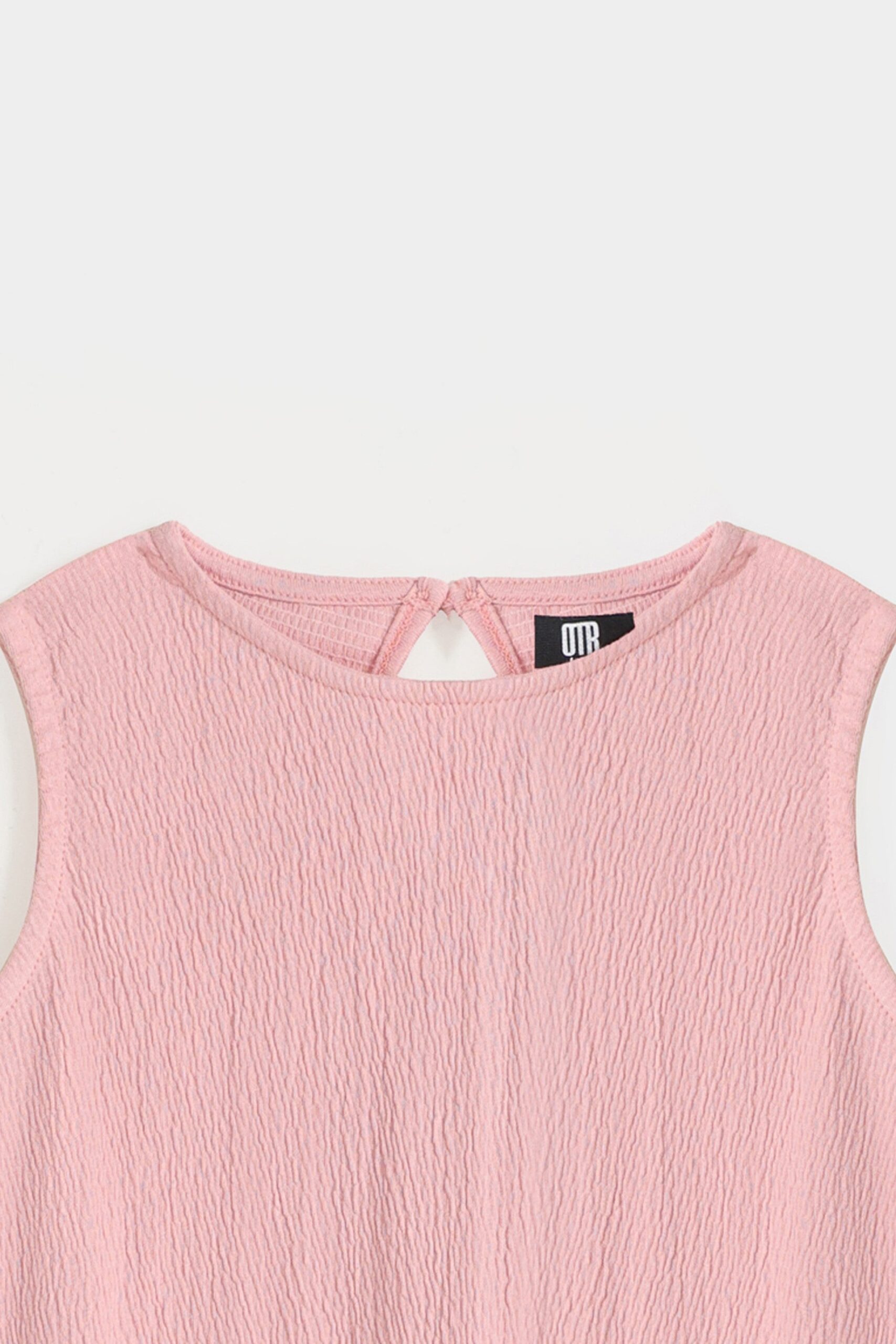 Cropped Sleeveless Texture T-Shirt - Image 2