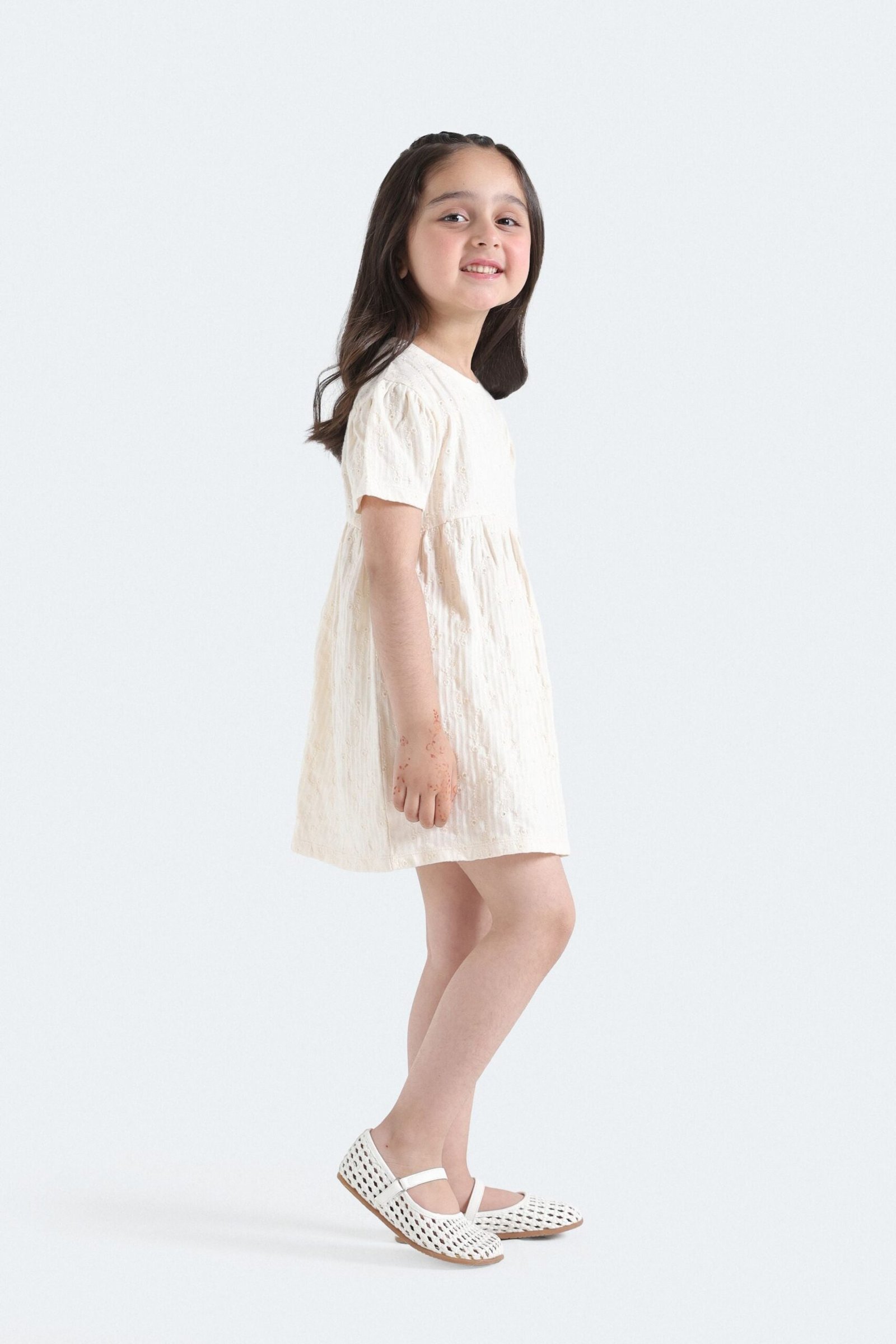 Embroidered Textured Dress - Image 5