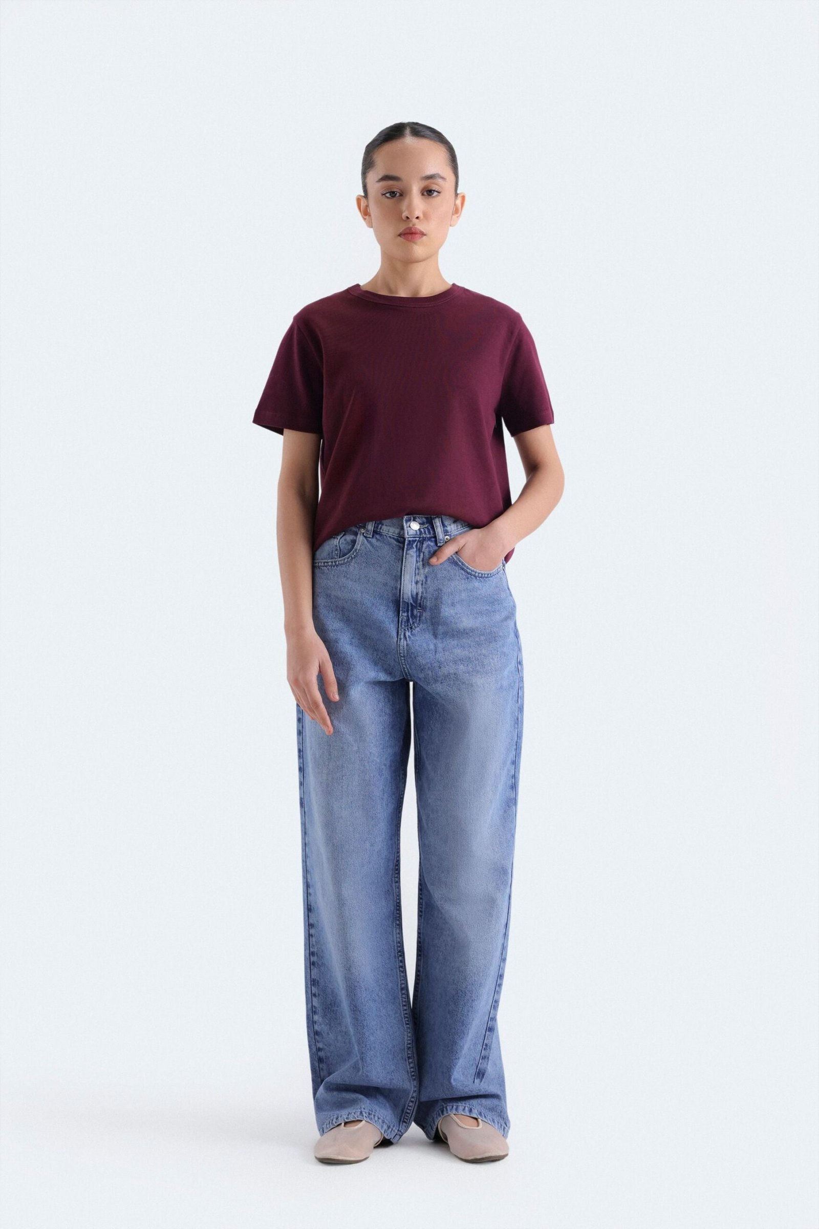 Mid Rise Straight Leg Jeans