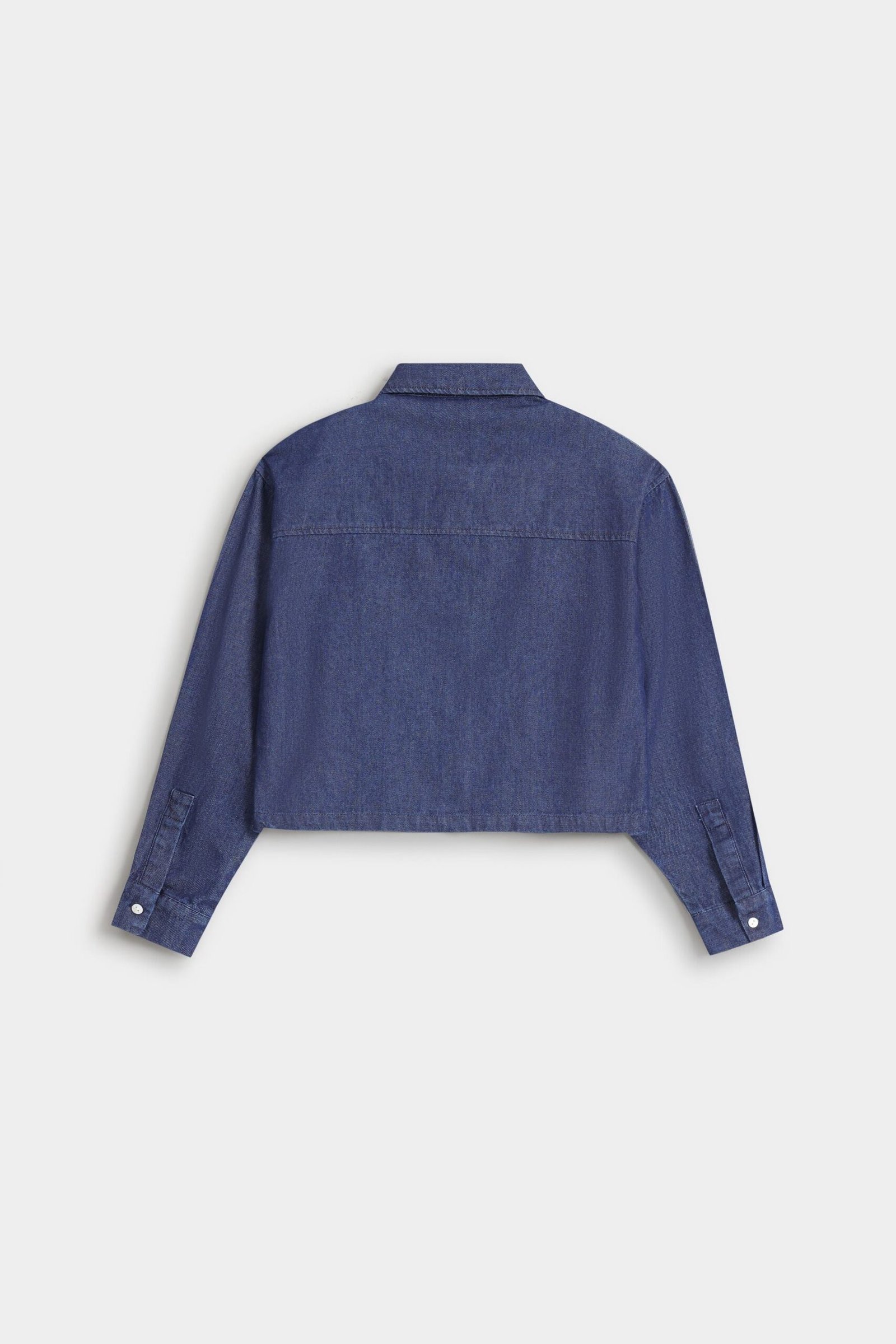 Cropped Embroidered Denim Shirt - Image 7