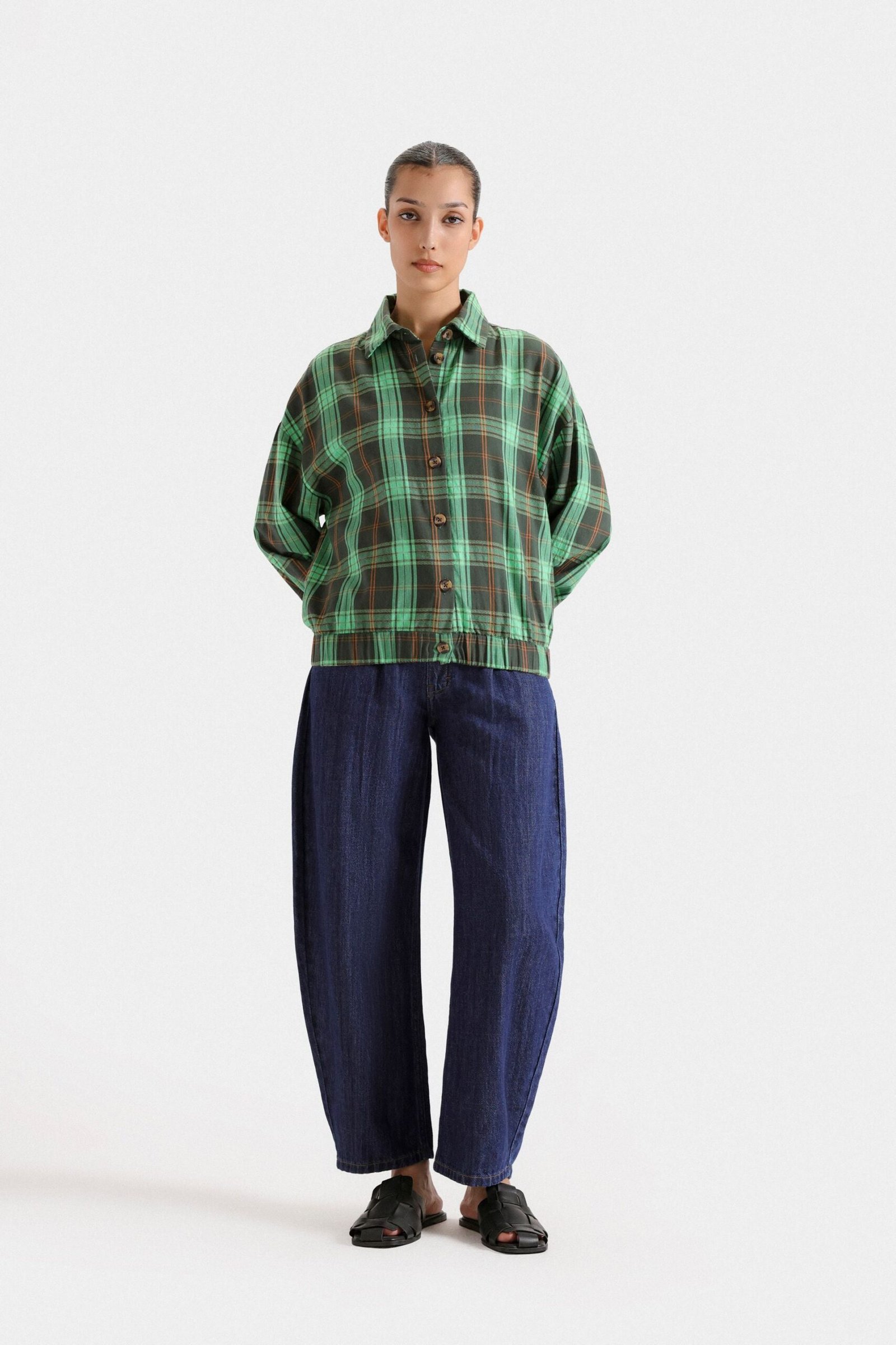 Cropped Checkered Shirt