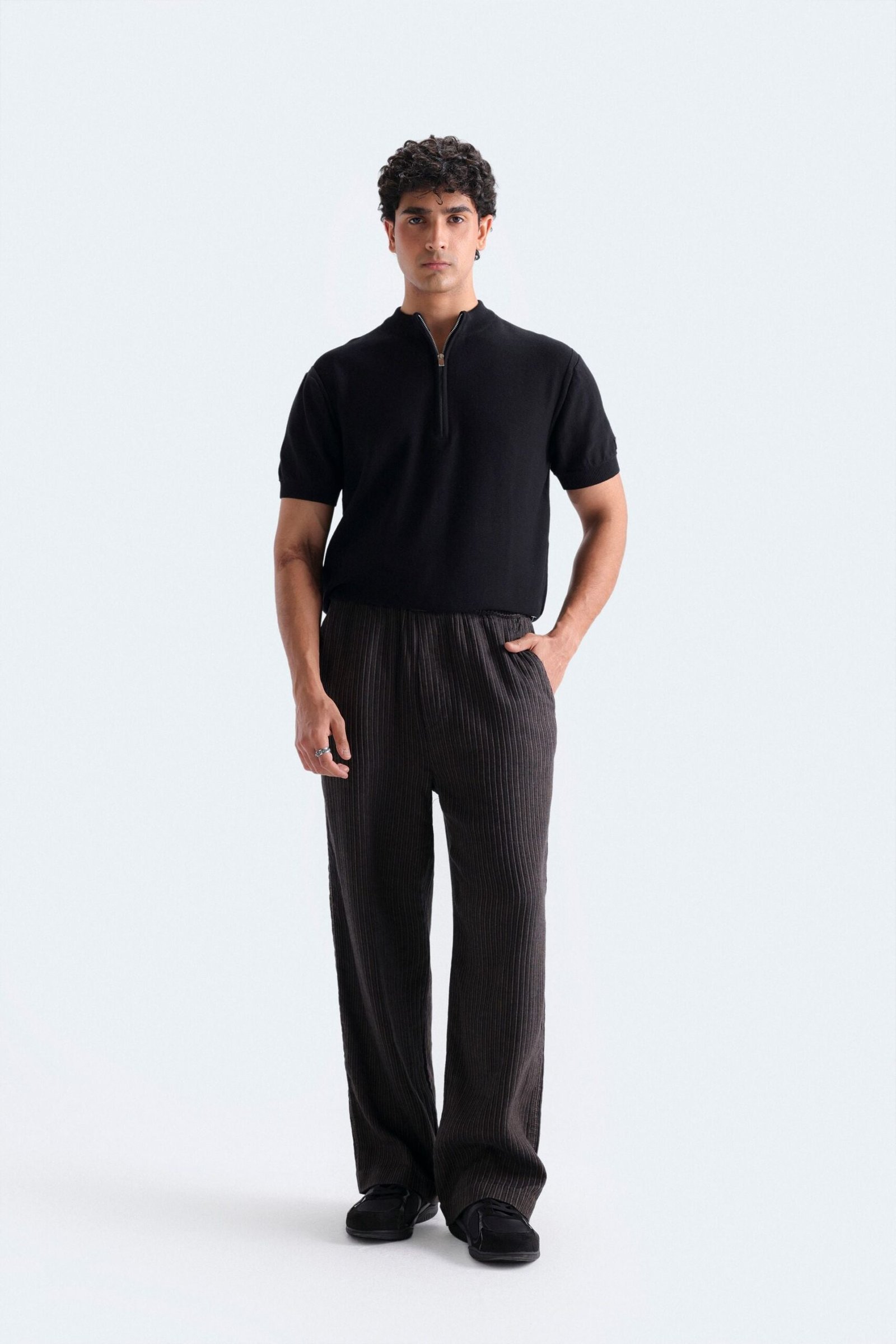 Cropped Straight Fit Trousers