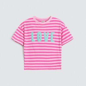 Striped Slogan Print T-Shirt