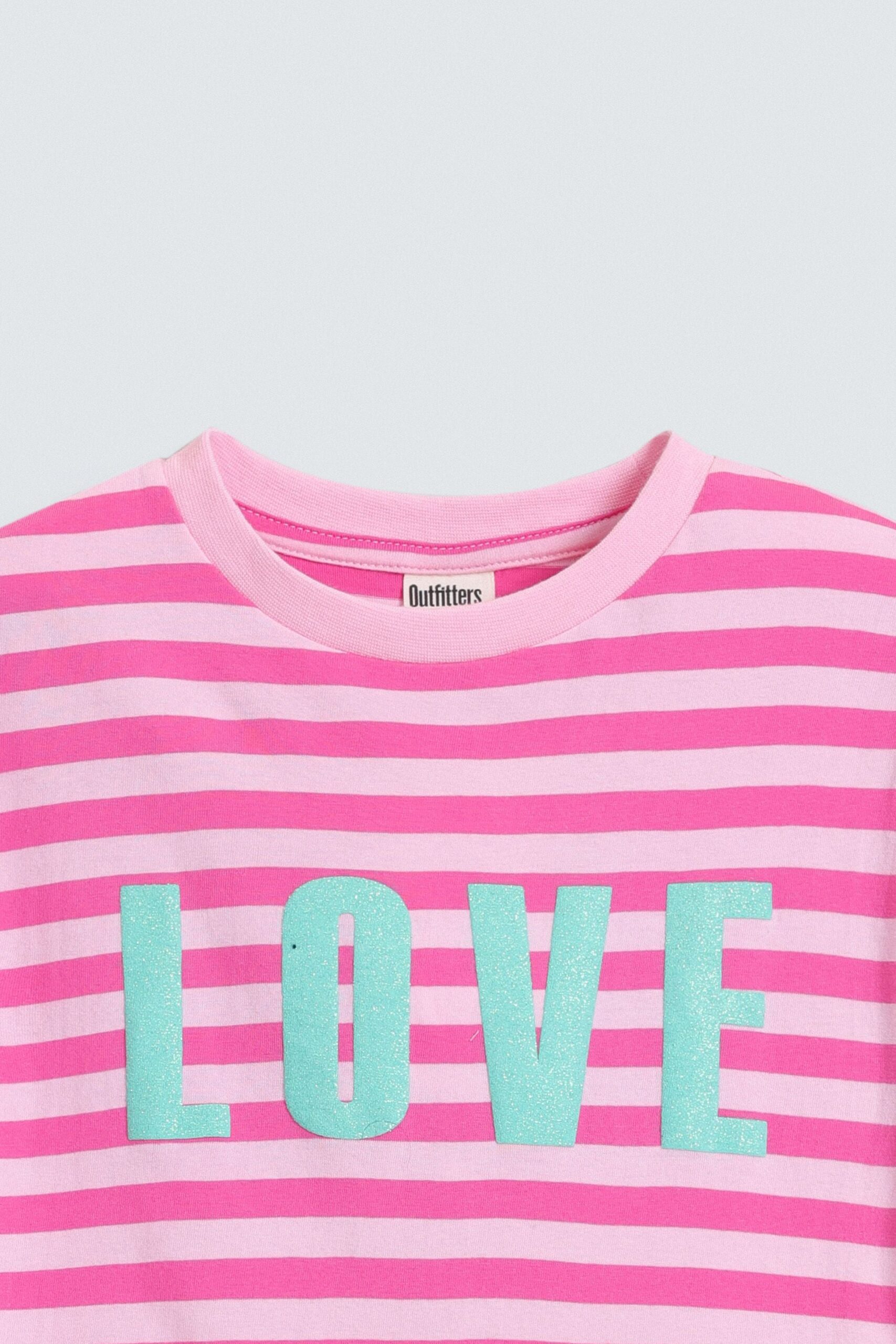 Striped Slogan Print T-Shirt - Image 2