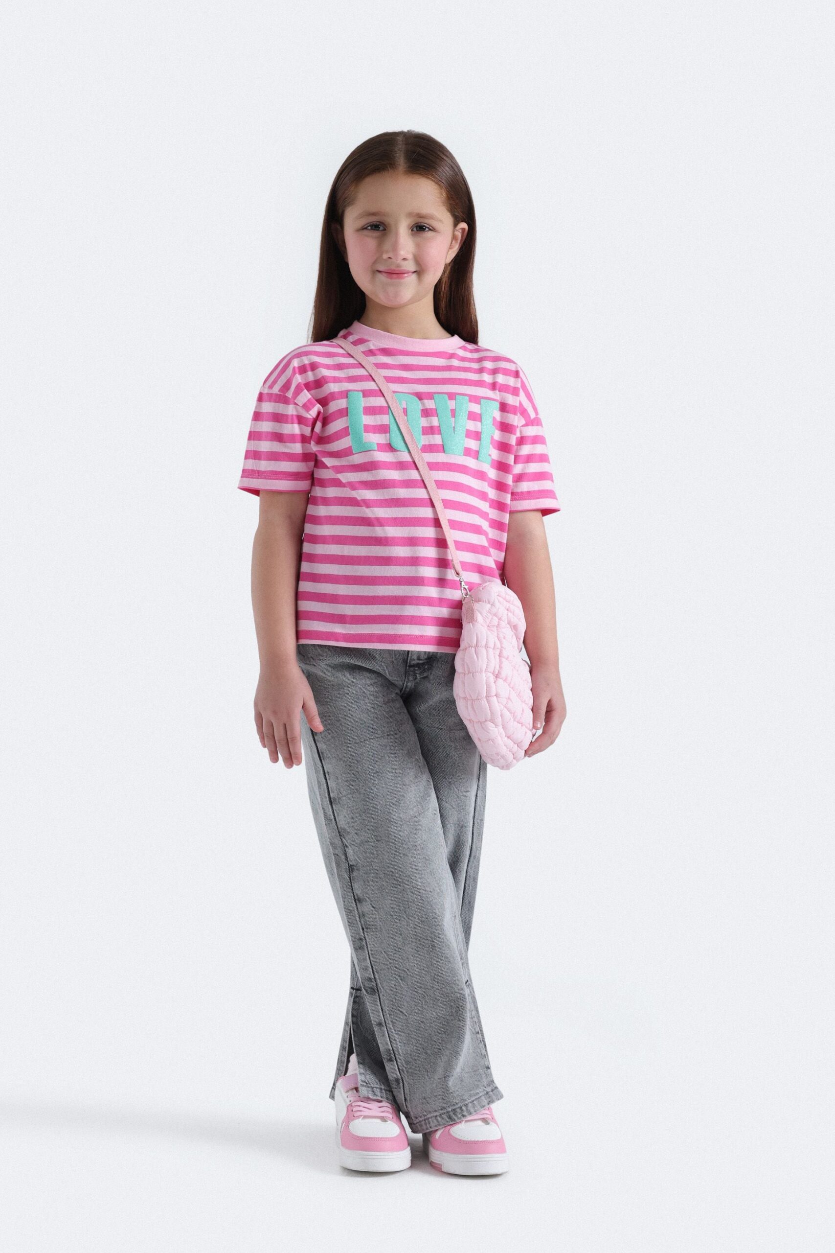 Striped Slogan Print T-Shirt - Image 4
