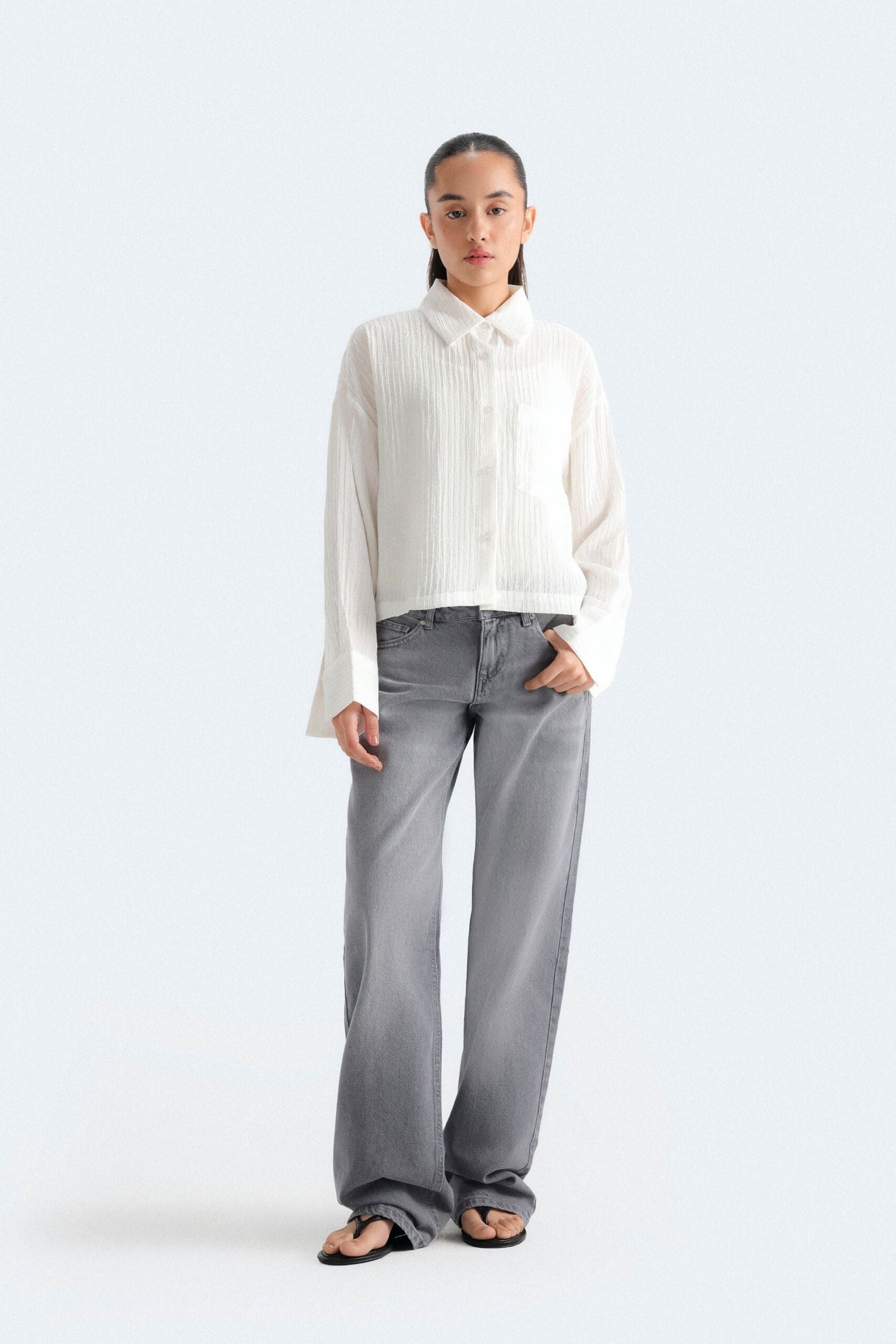 Super Cropped Textured Shirt