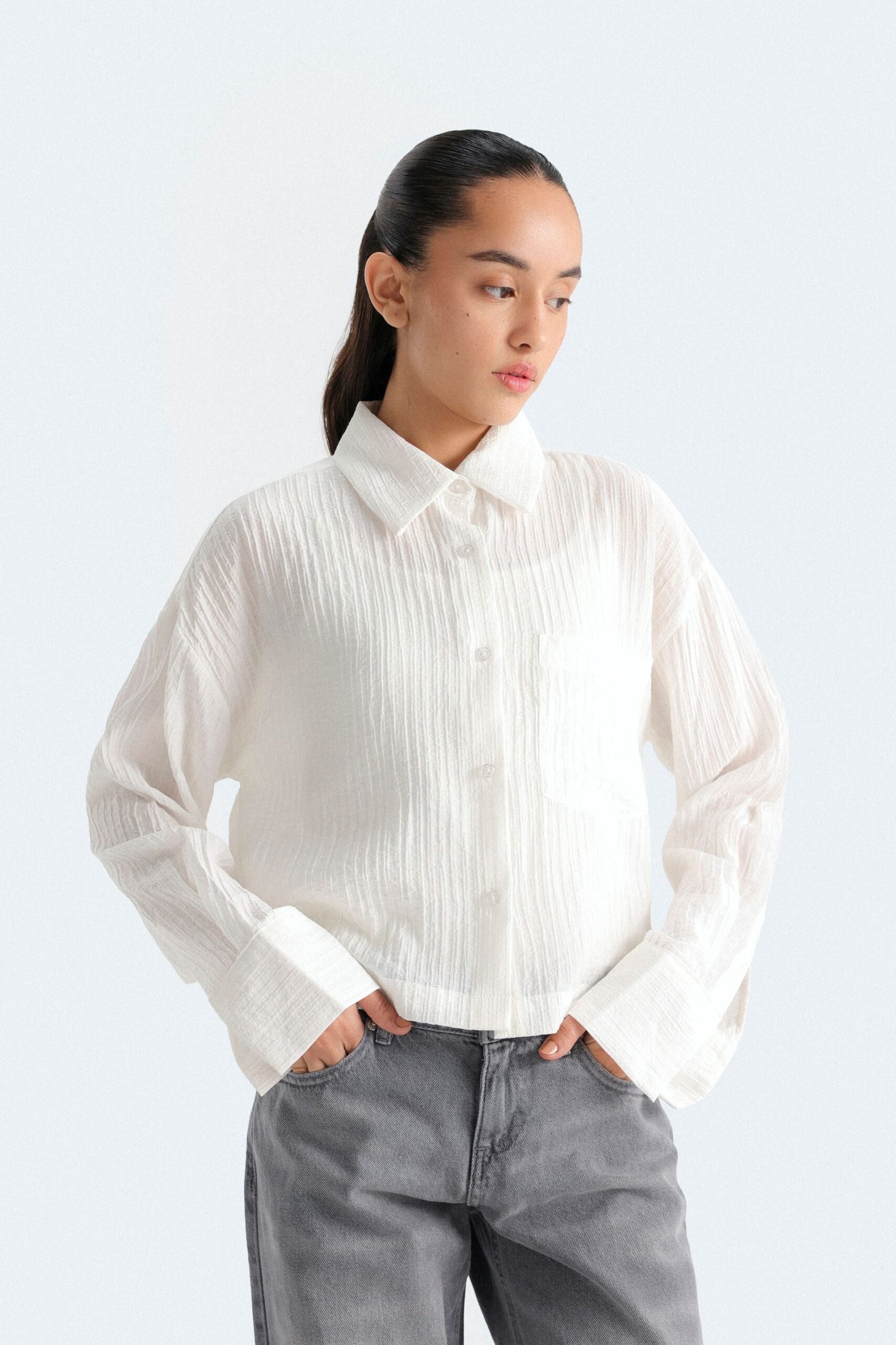 Super Cropped Textured Shirt - Image 2