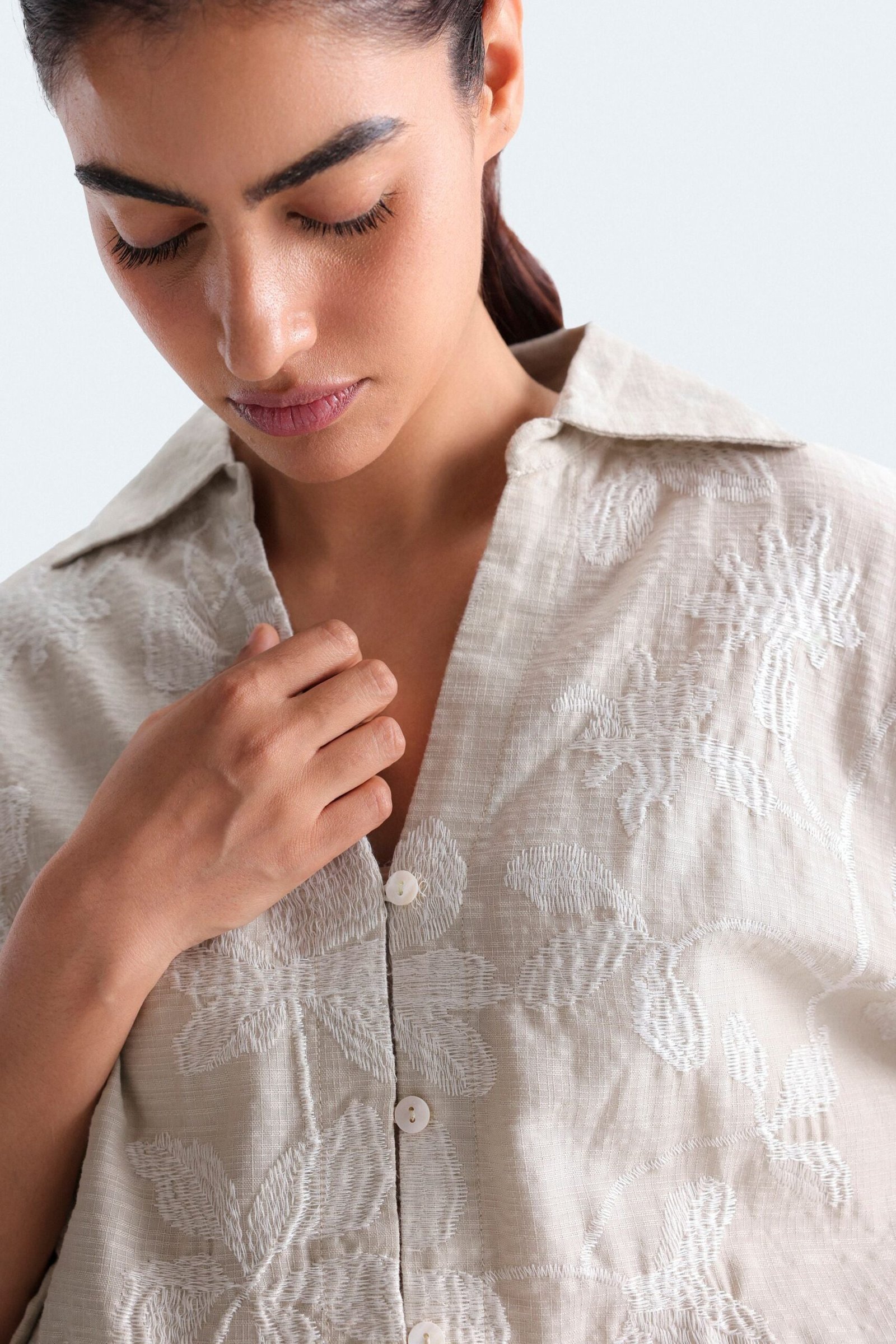 Cropped Embroidered Blouse - Image 2