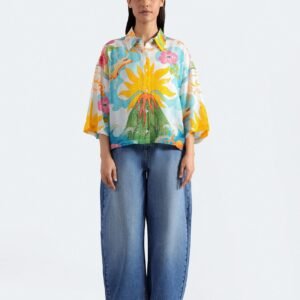 Cropped All-Over Print Shirt