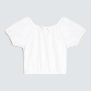 Cropped Blouse With Bow Detail