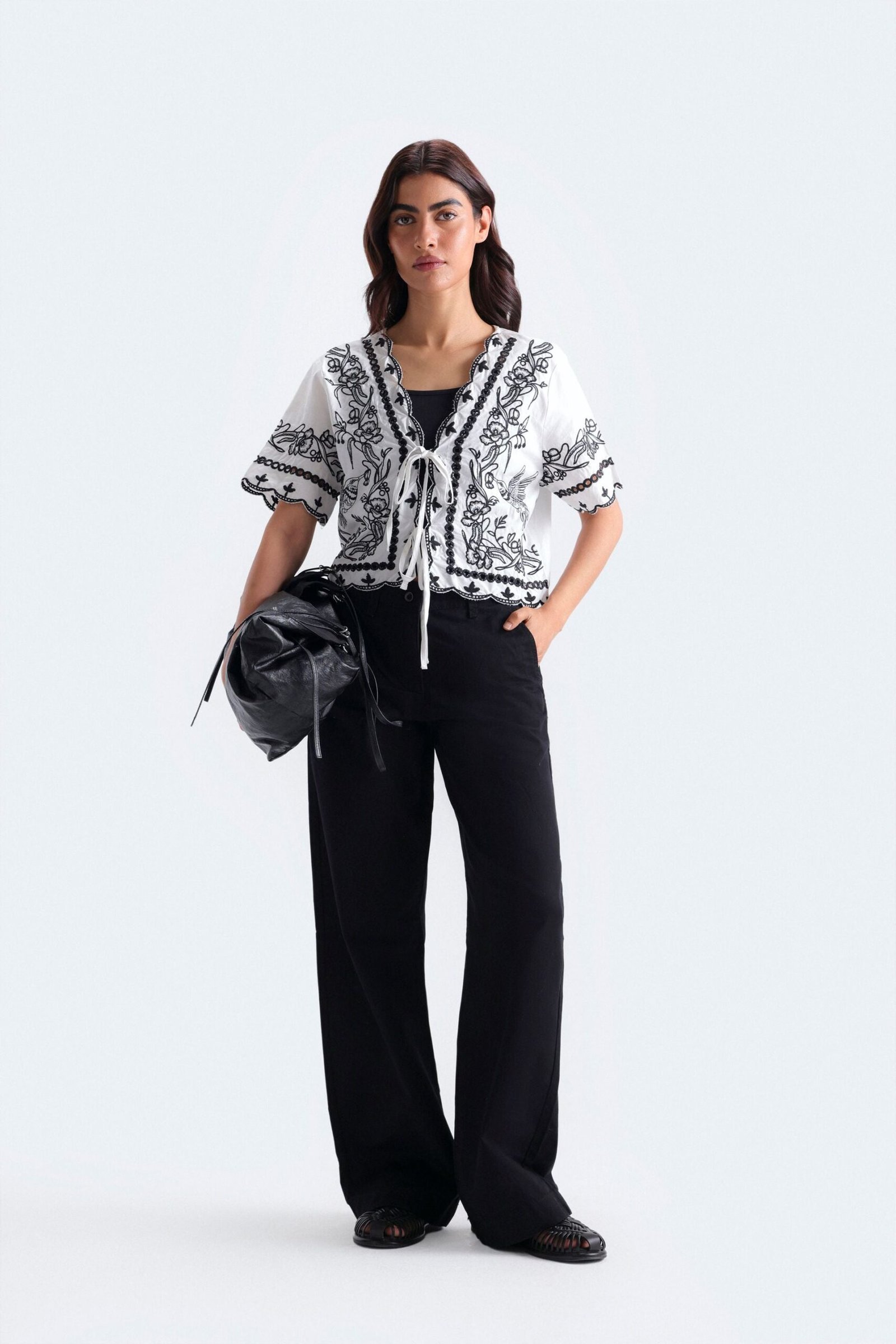 Super Cropped Embroidered Blouse