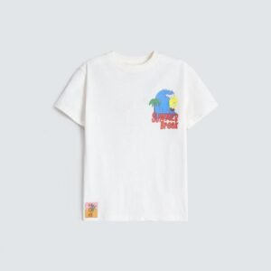 Slogan Print T-Shirt With Label Patch