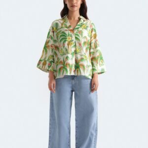 Cropped All-Over Print Shirt