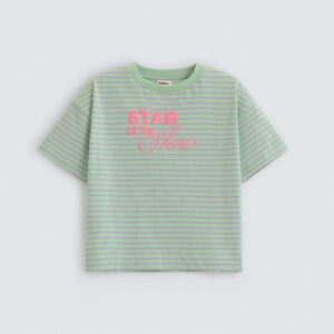 Slogan Print Striped T-Shirt