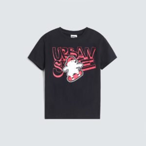 Slogan Print T-Shirt With Label Patch